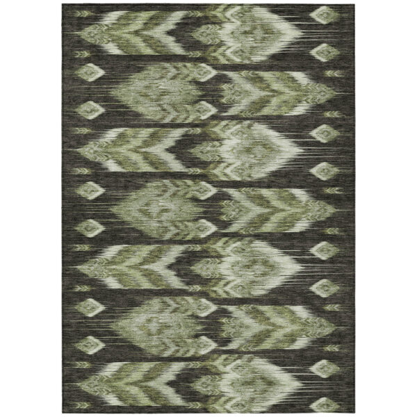 10' X 14' Olive Green And Artichoke Green Southwestern Washable Indoor Outdoor Area Rug