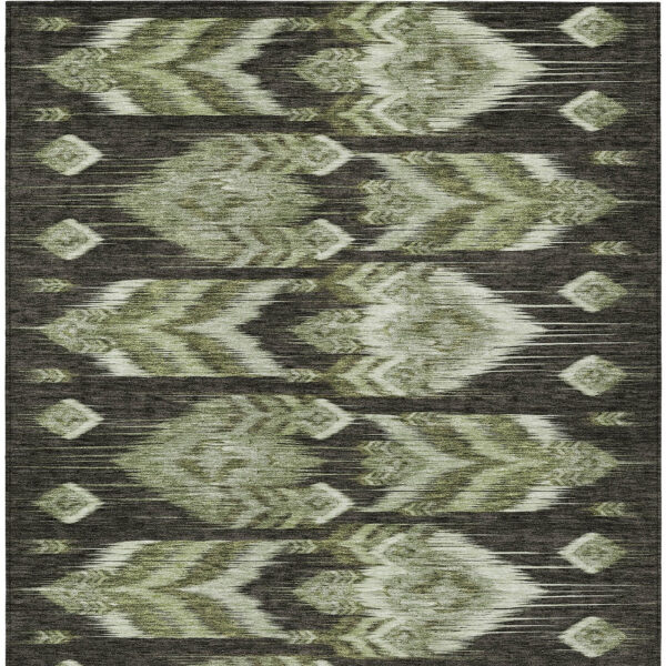 10' X 14' Olive Green And Artichoke Green Southwestern Washable Indoor Outdoor Area Rug