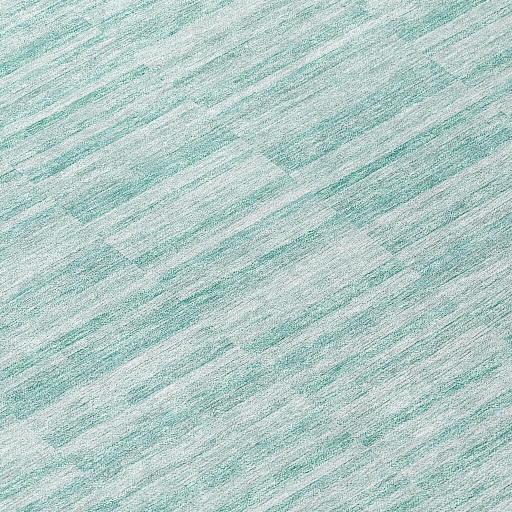 8' Turquoise Teal Blue And Gray Round Striped Washable Indoor Outdoor Area Rug