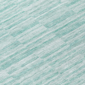 8' Turquoise Teal Blue And Gray Round Striped Washable Indoor Outdoor Area Rug