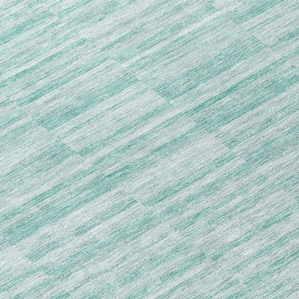 8' Turquoise Teal Blue And Gray Round Striped Washable Indoor Outdoor Area Rug