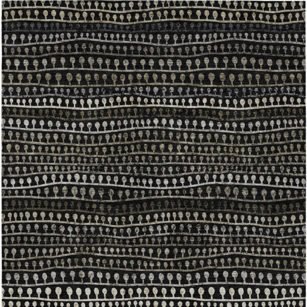 5' X 8' Taupe Charcoal And Gray Striped Washable Indoor Outdoor Area Rug