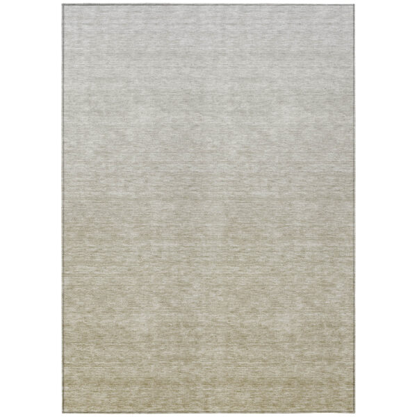 3' X 5' Beige Tan And Taupe Ombre Washable Indoor Outdoor Area Rug