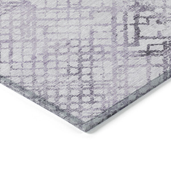 3' X 5' Purple Lavender And Silver Geometric Washable Indoor Outdoor Area Rug