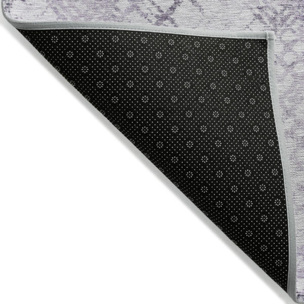 3' X 5' Purple Lavender And Silver Geometric Washable Indoor Outdoor Area Rug