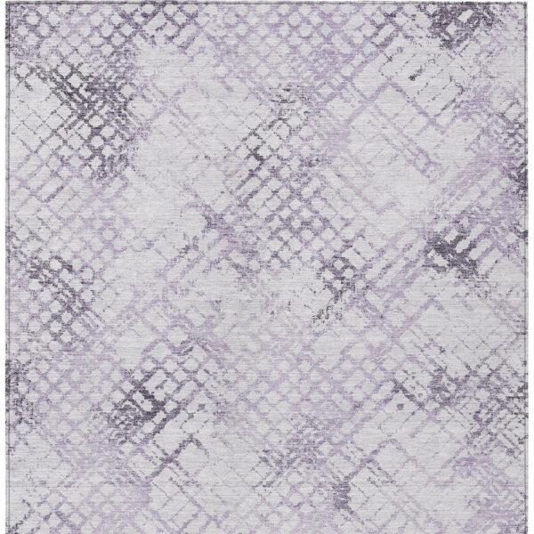 3' X 5' Purple Lavender And Silver Geometric Washable Indoor Outdoor Area Rug