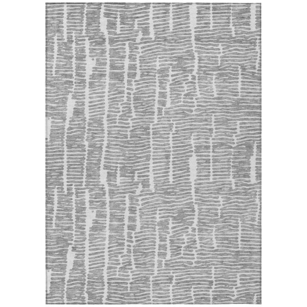 10' X 14' Gray And Ivory Abstract Washable Indoor Outdoor Area Rug
