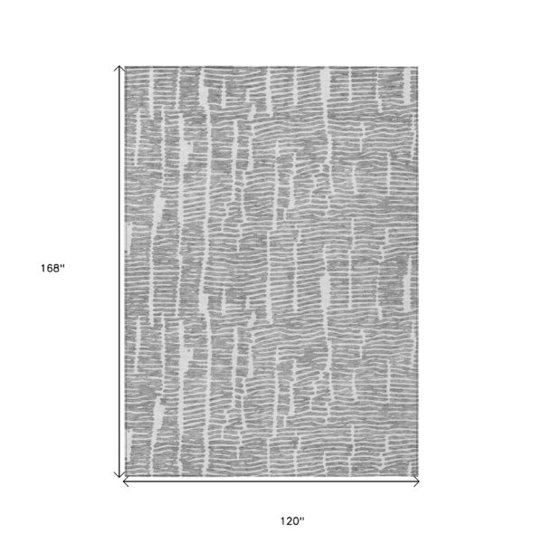 10' X 14' Gray And Ivory Abstract Washable Indoor Outdoor Area Rug