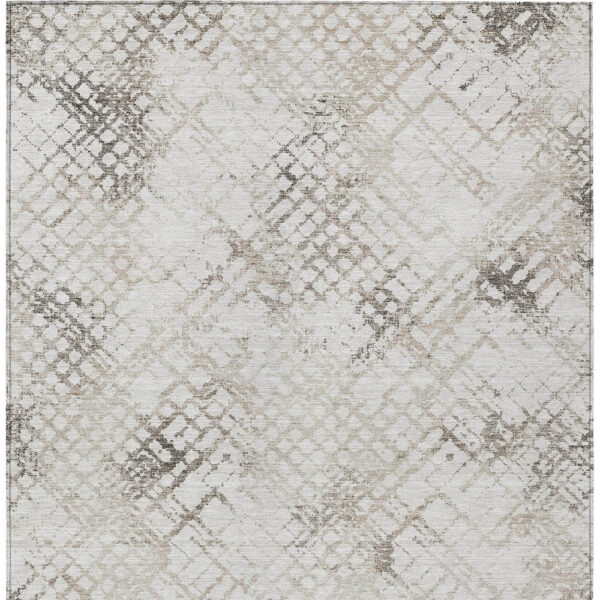 9' X 12' Taupe Beige And Brown Geometric Washable Indoor Outdoor Area Rug