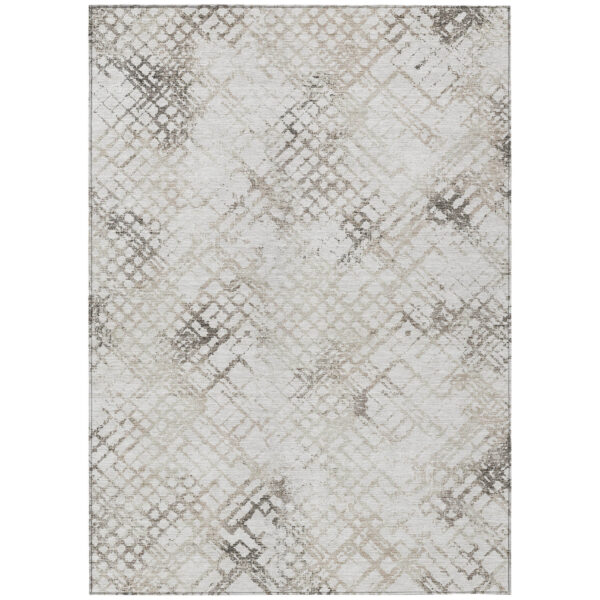 9' X 12' Taupe Beige And Brown Geometric Washable Indoor Outdoor Area Rug