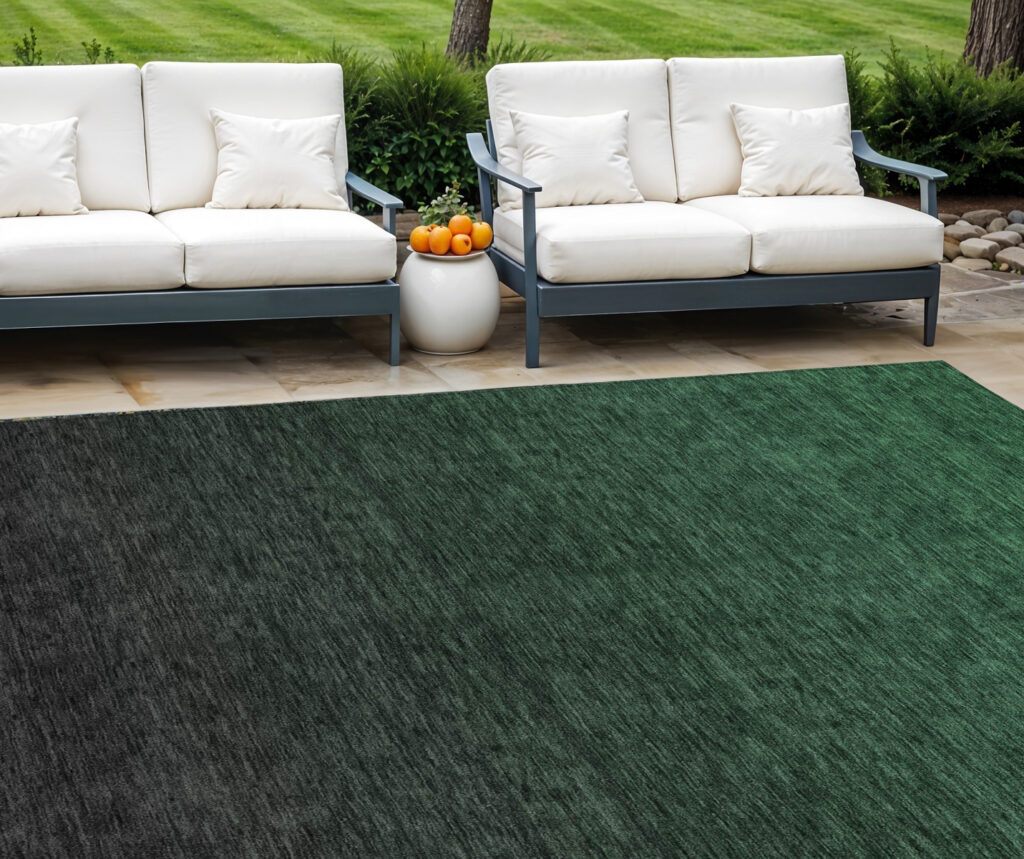 8' X 10' Emerald And Charcoal Abstract Washable Indoor Outdoor Area Rug