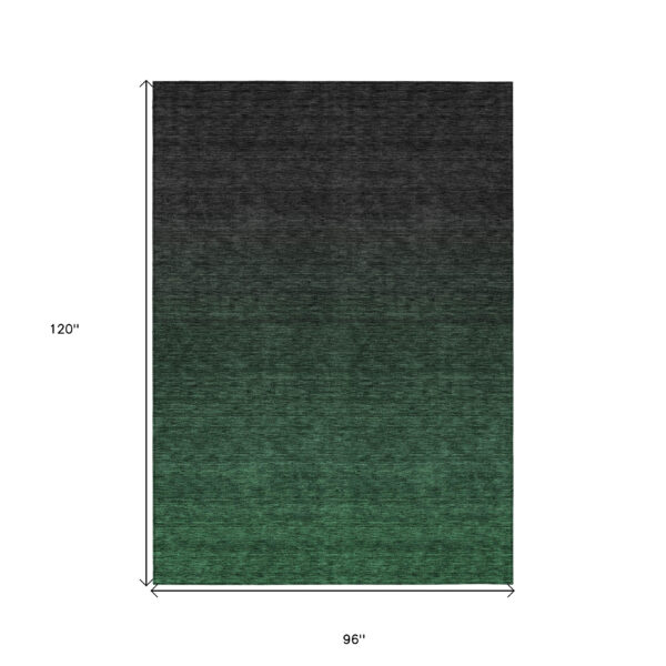 8' X 10' Emerald And Charcoal Abstract Washable Indoor Outdoor Area Rug