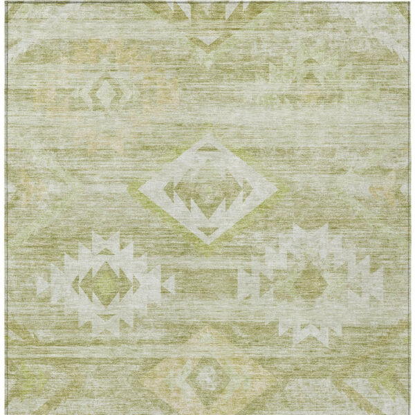 5' X 8' Sage Artichoke Green And Mint Green Southwestern Washable Indoor Outdoor Area Rug