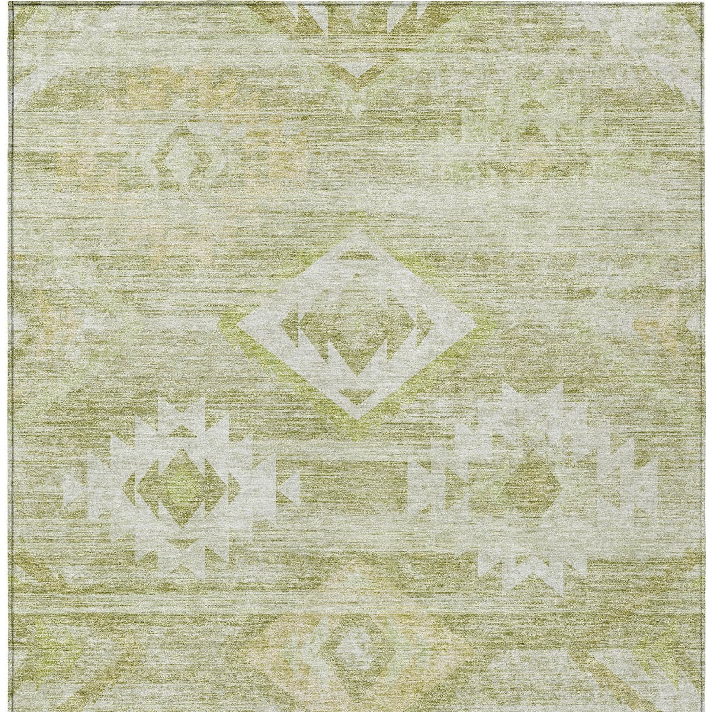 5' X 8' Sage Artichoke Green And Mint Green Southwestern Washable Indoor Outdoor Area Rug
