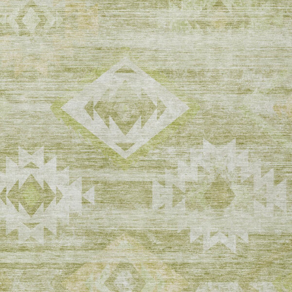 5' X 8' Sage Artichoke Green And Mint Green Southwestern Washable Indoor Outdoor Area Rug