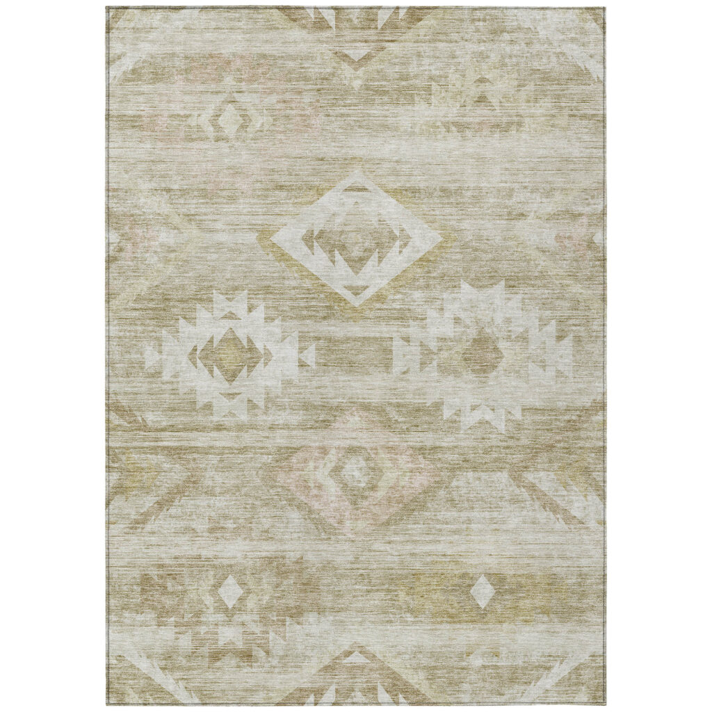 10' X 14' Taupe Beige And Tan Southwestern Washable Indoor Outdoor Area Rug