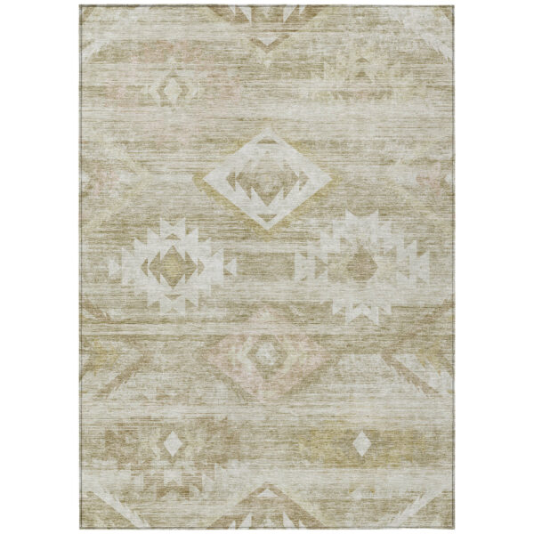 10' X 14' Taupe Beige And Tan Southwestern Washable Indoor Outdoor Area Rug