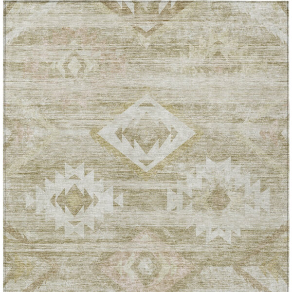 10' X 14' Taupe Beige And Tan Southwestern Washable Indoor Outdoor Area Rug