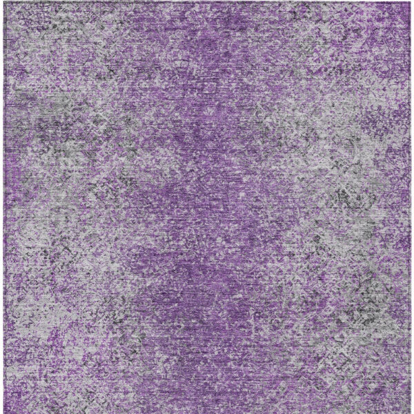 5' X 8' Plum Purple And Silver Oriental Washable Indoor Outdoor Area Rug