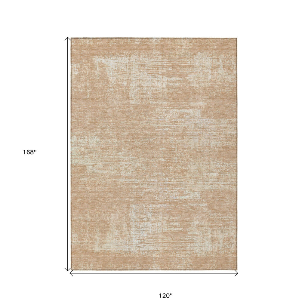10' X 14' Coral And Salmon Abstract Washable Indoor Outdoor Area Rug