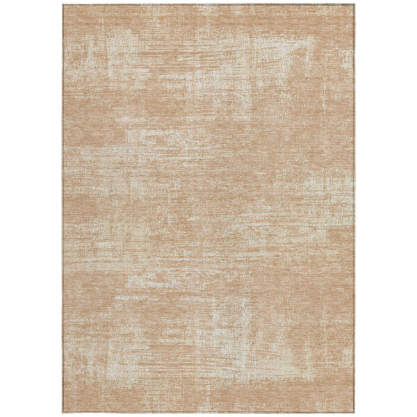 10' X 14' Coral And Salmon Abstract Washable Indoor Outdoor Area Rug