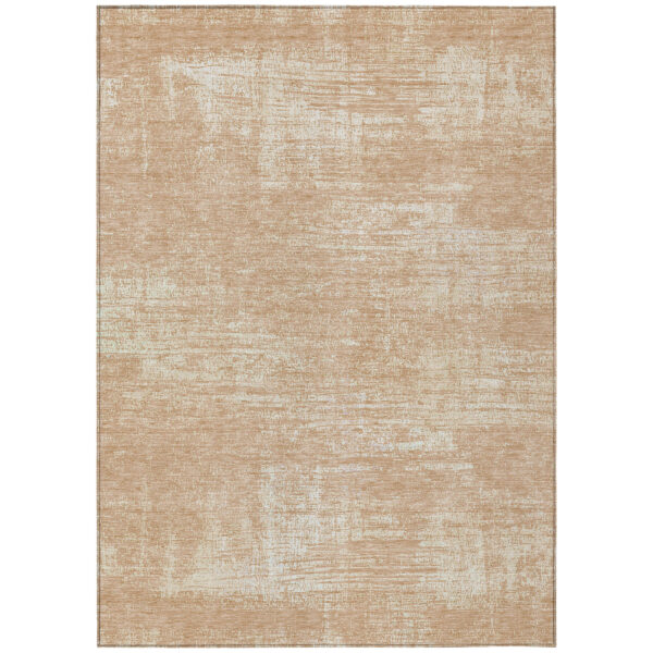 10' X 14' Coral And Salmon Abstract Washable Indoor Outdoor Area Rug