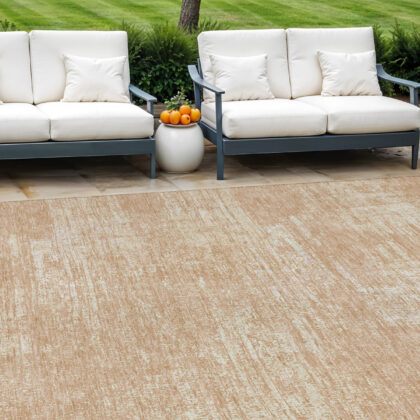 10' X 14' Coral And Salmon Abstract Washable Indoor Outdoor Area Rug