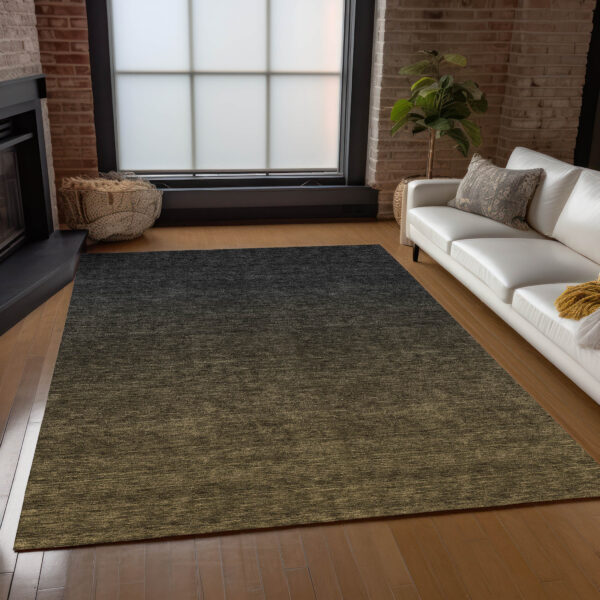 9' X 12' Gray And Brown Abstract Washable Indoor Outdoor Area Rug