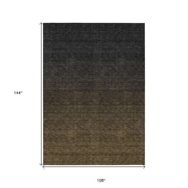 9' X 12' Gray And Brown Abstract Washable Indoor Outdoor Area Rug