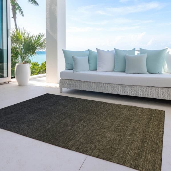 9' X 12' Gray And Brown Abstract Washable Indoor Outdoor Area Rug