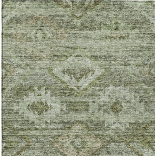 8' X 10' Olive Green And Fern Green Southwestern Washable Indoor Outdoor Area Rug