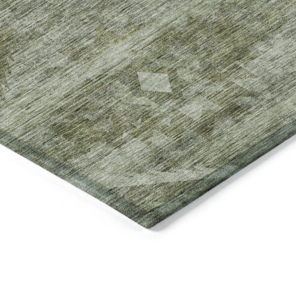8' X 10' Olive Green And Fern Green Southwestern Washable Indoor Outdoor Area Rug