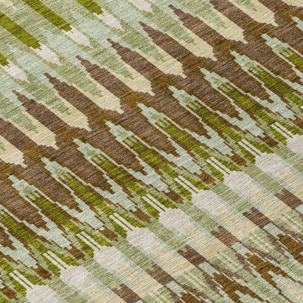 8' Artichoke Green And Brown Round Southwestern Washable Indoor Outdoor Area Rug