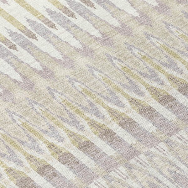 8' Beige Taupe And Gold Round Southwestern Washable Indoor Outdoor Area Rug