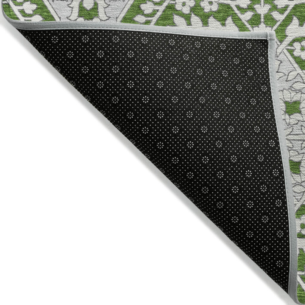 5' X 8' Green Gray And Taupe Floral Washable Indoor Outdoor Area Rug
