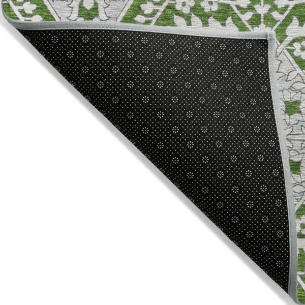 5' X 8' Green Gray And Taupe Floral Washable Indoor Outdoor Area Rug