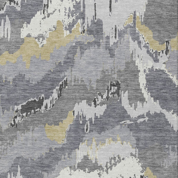 9' X 12' Gray Silver And Charcoal Abstract Washable Indoor Outdoor Area Rug