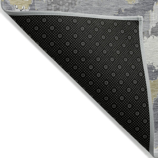 9' X 12' Gray Silver And Charcoal Abstract Washable Indoor Outdoor Area Rug