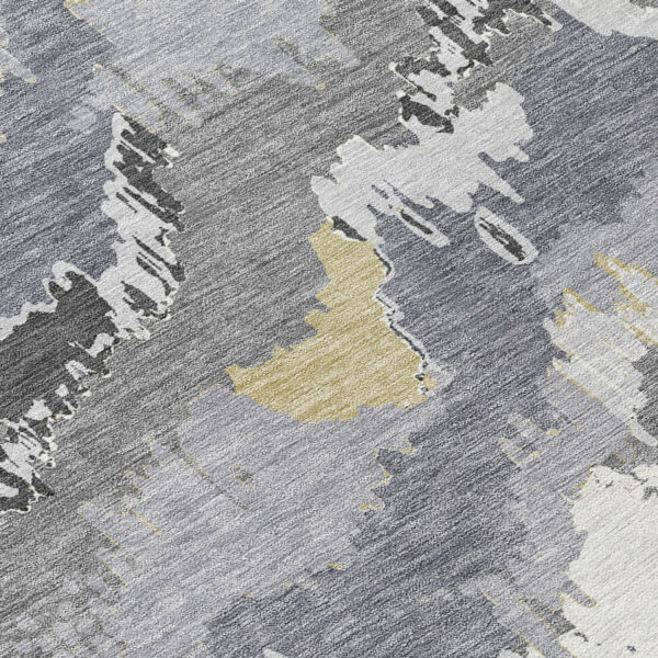 9' X 12' Gray Silver And Charcoal Abstract Washable Indoor Outdoor Area Rug