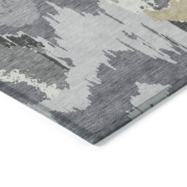 9' X 12' Gray Silver And Charcoal Abstract Washable Indoor Outdoor Area Rug