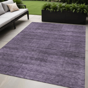 5' X 8' Plum Purple And Gray Striped Washable Indoor Outdoor Area Rug