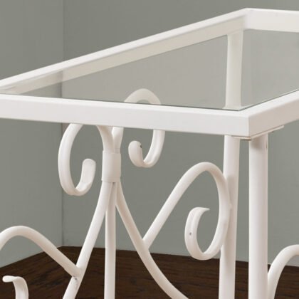 22" White And Clear Metal And Tempered Glass End Table With Shelf