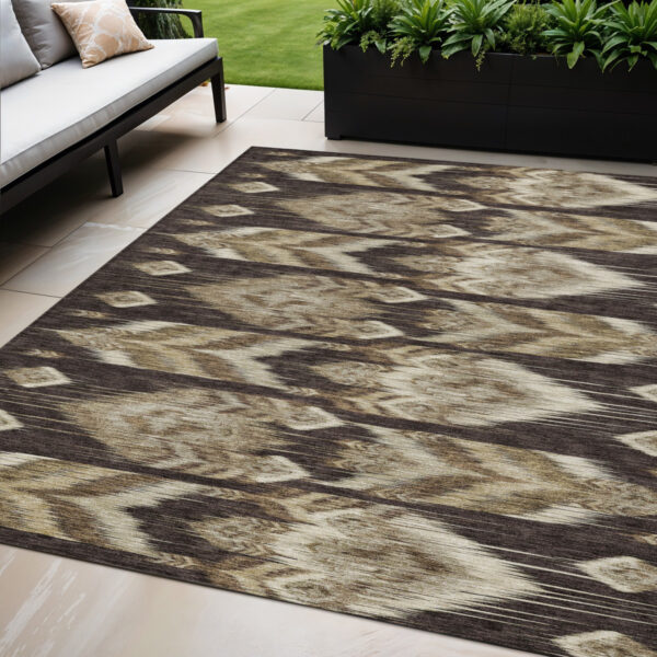 5' X 8' Brown Beige And Taupe Southwestern Washable Indoor Outdoor Area Rug