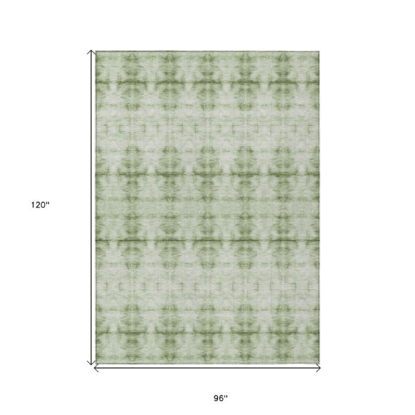 8' X 10' Sage And Green Geometric Washable Indoor Outdoor Area Rug