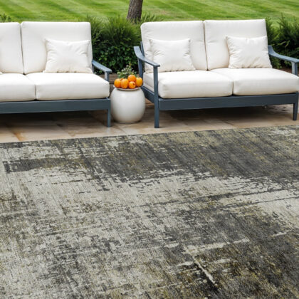 10' X 14' Taupe Beige And Olive Green Abstract Washable Indoor Outdoor Area Rug