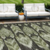 10' X 14' Olive Green And Artichoke Green Southwestern Washable Indoor Outdoor Area Rug