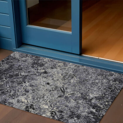 3' X 5' Black Gray And Silver Geometric Washable Indoor Outdoor Area Rug