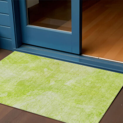 3' X 5' Artichoke Green And Lime Green Nautical Washable Indoor Outdoor Area Rug