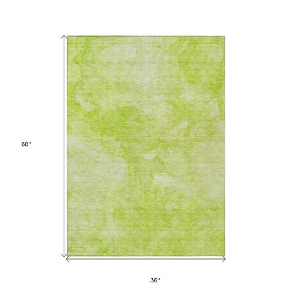 3' X 5' Artichoke Green And Lime Green Nautical Washable Indoor Outdoor Area Rug