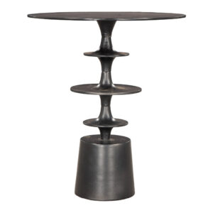 21" Black Distressed Aluminum Round Pedestal End Table